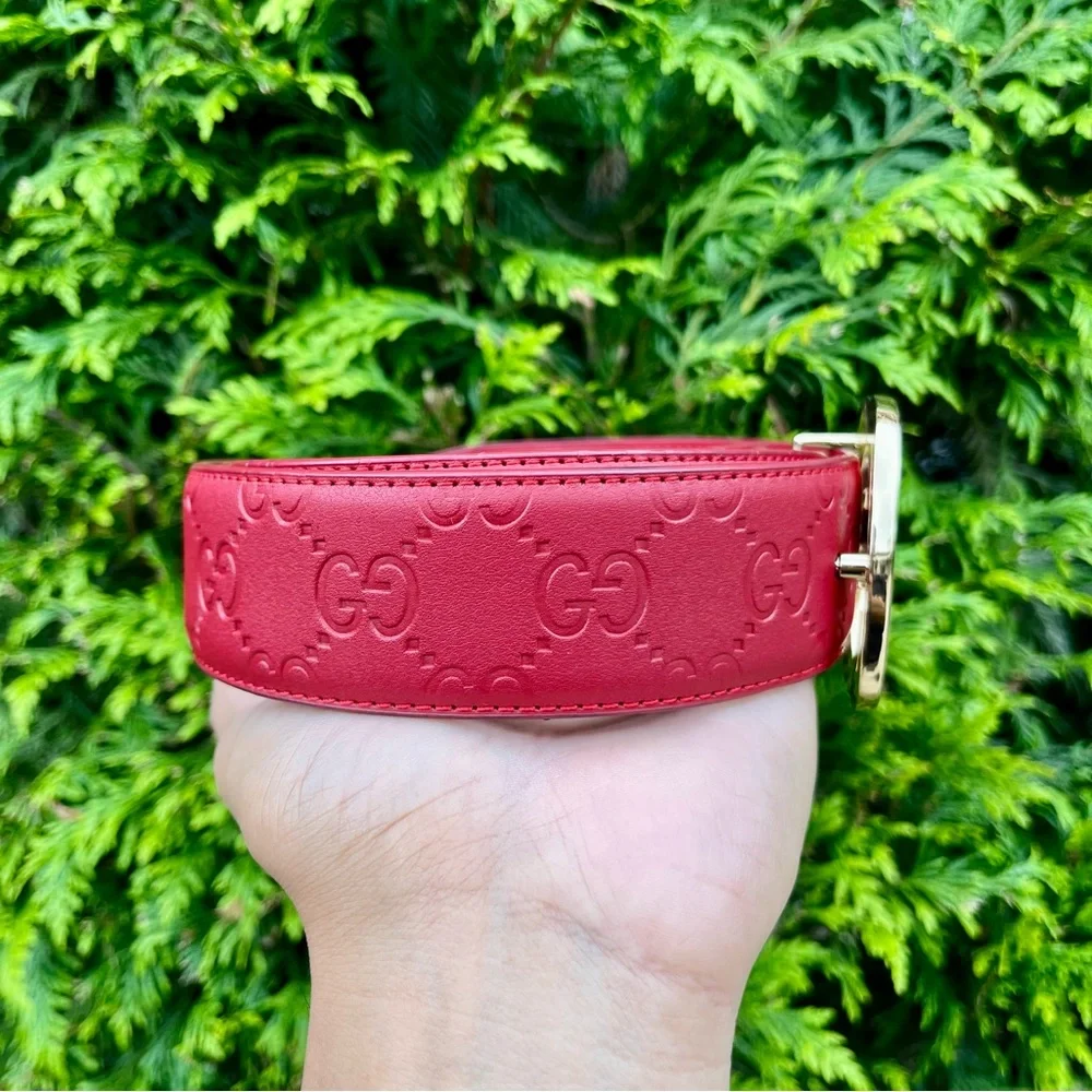 Gucci Red Guccissima Leather Interlocking G Belt